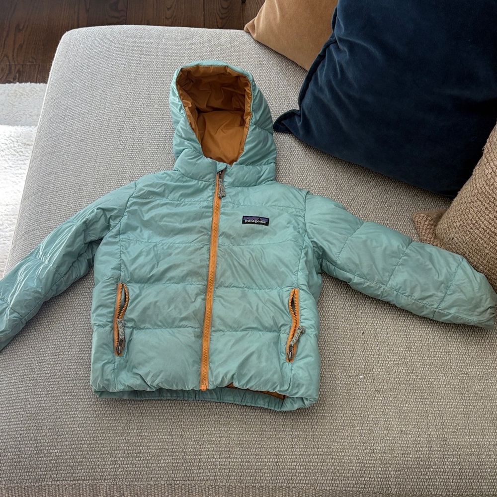 Patagonia Kids Puffer Jacket - Light Blue and Orange